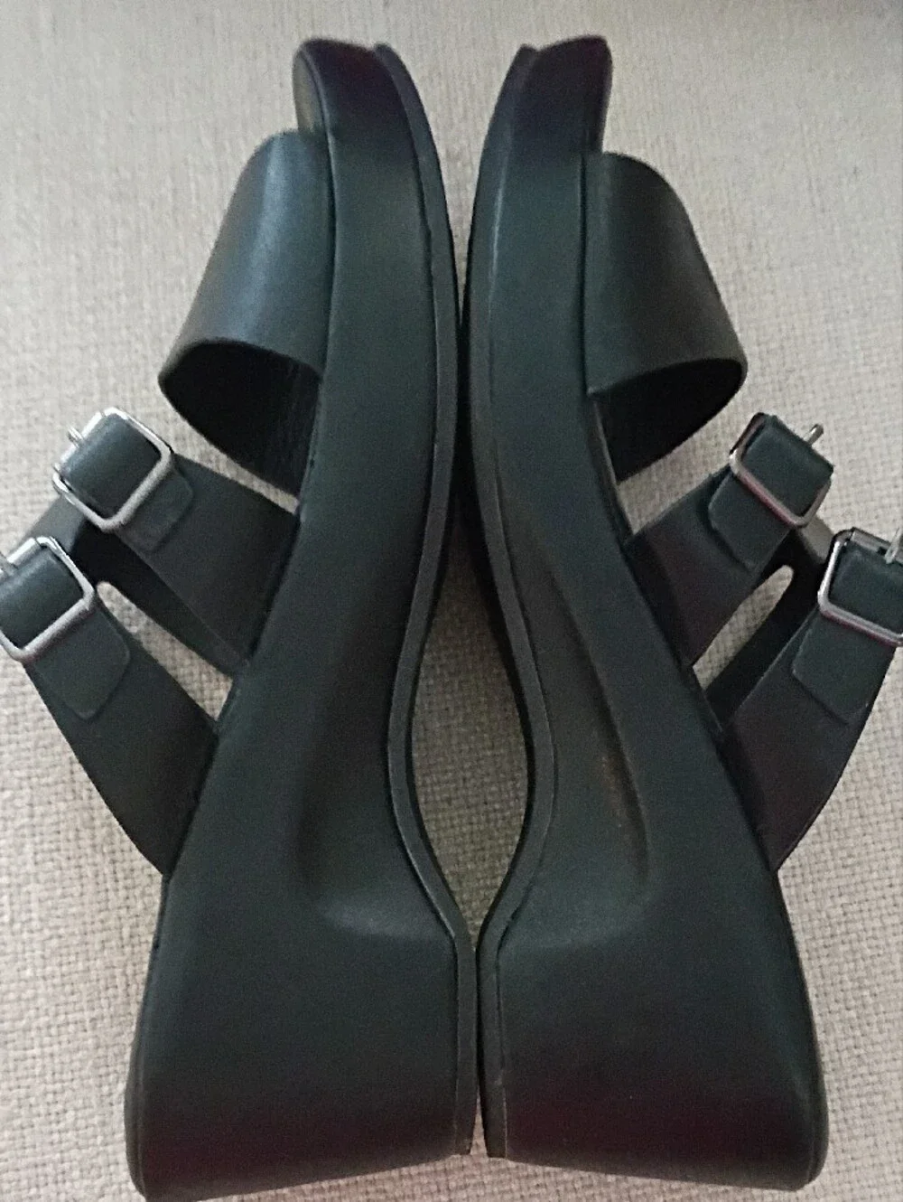 Patrizia-Black-Sz 10-Wedge Slide Sandals with Dual Buckles Chic Comfort